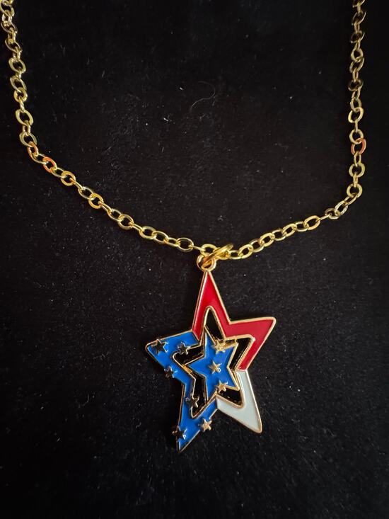 None Jewelry - Americana Star Necklace Red White Blue Patriotic 20 inches N273